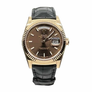 Rolex-Day-Date-118-139-Brown-Dial-black-Leather.jpg Rolex Day-Date Black Leather Replica