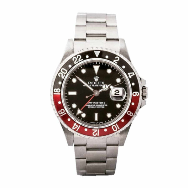 gmt.jpg Rolex GMT-Master II Red & Black Bezel Black Dial Coke 16710 Oyster Replica