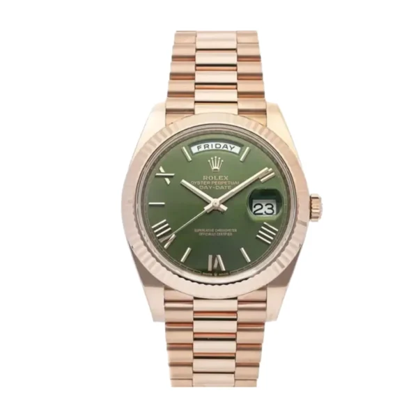 rolex-daydate-228235-replica-1.webp Rolex Day-Date Rose Gold President Green Roman Dial 228235 Replica